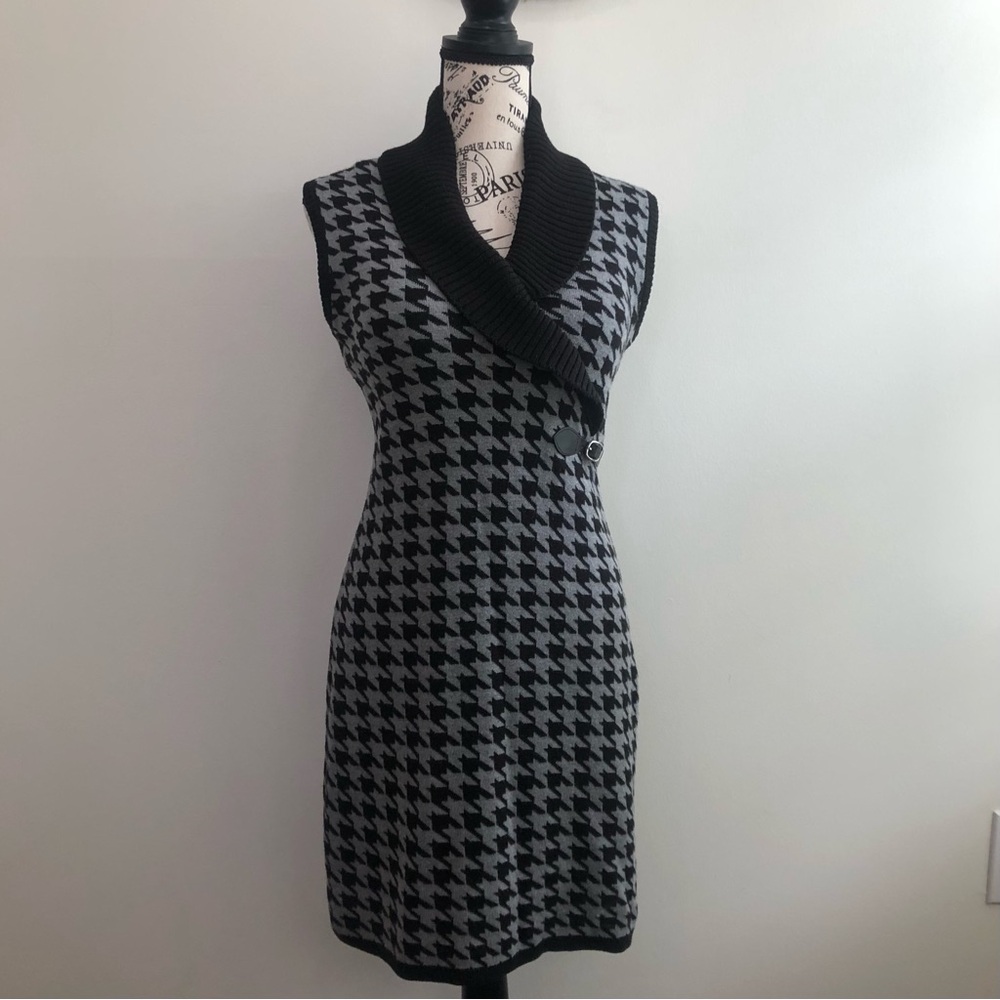 Calvin Klein Herringbone Gray and Black Dress